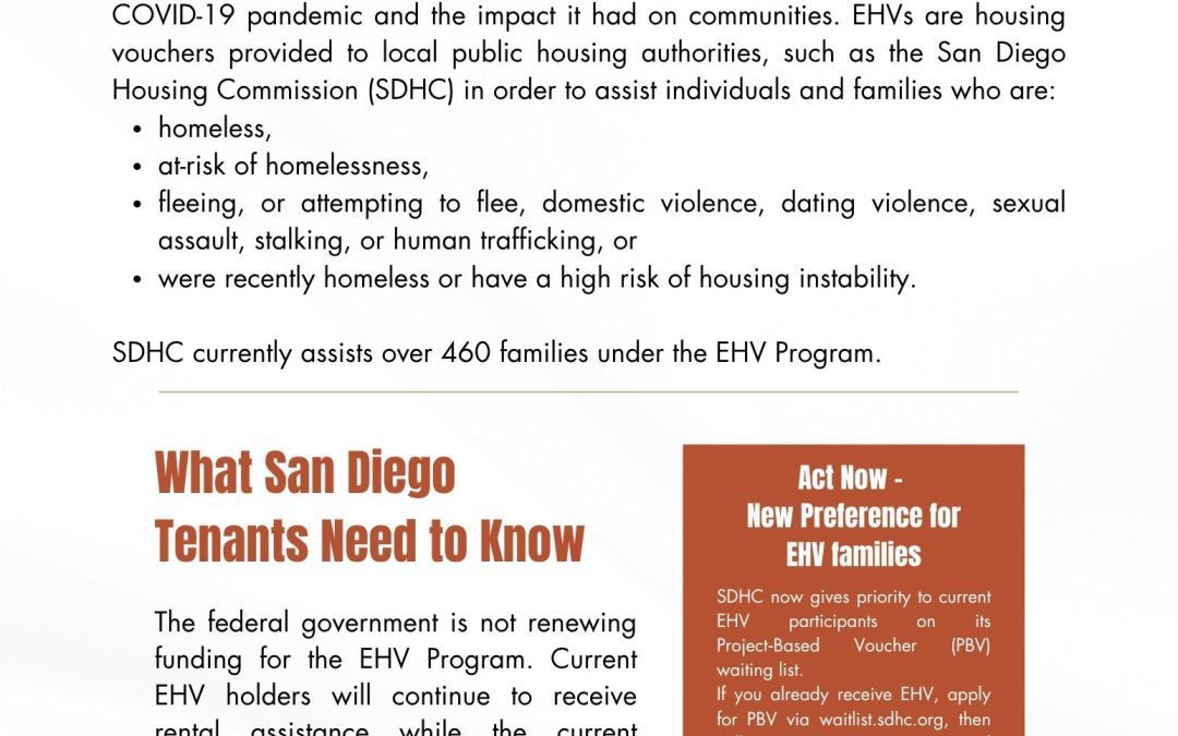 Updates on the Emergency Housing Voucher (EHV) Program