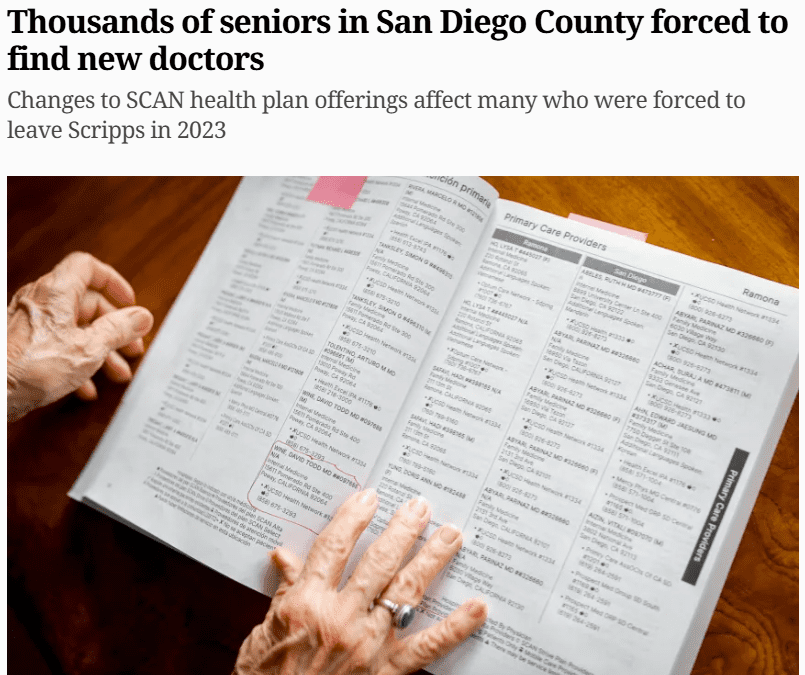 San Diego Union Tribune on the Changes to UCSD participation in SCAN Health Plans