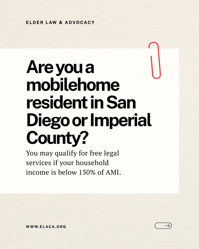 Are you a mobilehome resident in San Diego or Imperial County?